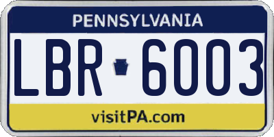 PA license plate LBR6003