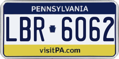 PA license plate LBR6062