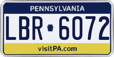 PA license plate LBR6072