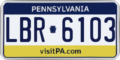 PA license plate LBR6103