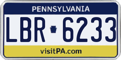 PA license plate LBR6233