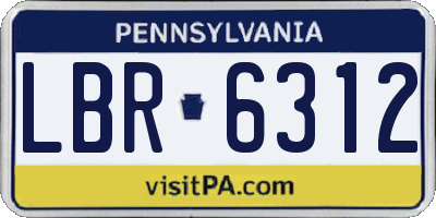 PA license plate LBR6312