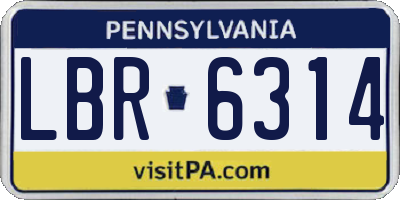 PA license plate LBR6314