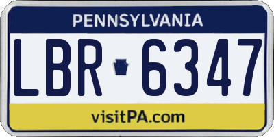 PA license plate LBR6347
