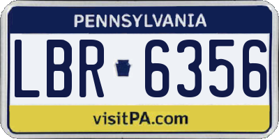 PA license plate LBR6356