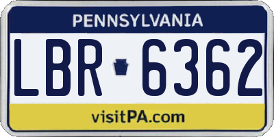 PA license plate LBR6362