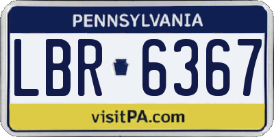 PA license plate LBR6367