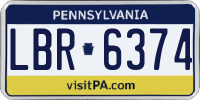 PA license plate LBR6374