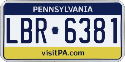 PA license plate LBR6381