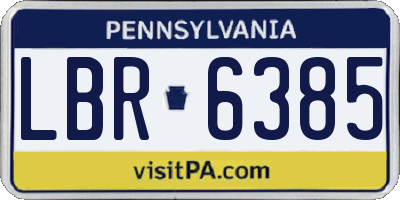 PA license plate LBR6385