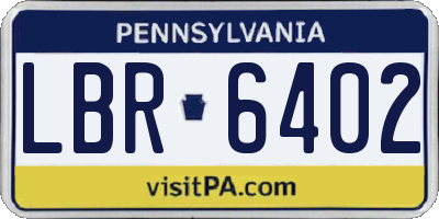 PA license plate LBR6402