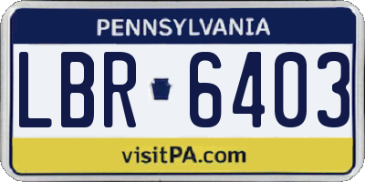 PA license plate LBR6403