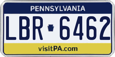 PA license plate LBR6462