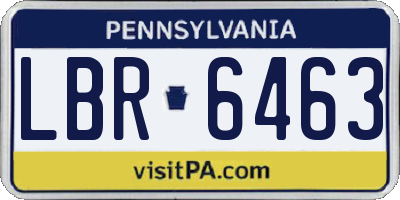 PA license plate LBR6463