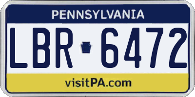 PA license plate LBR6472