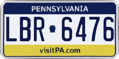 PA license plate LBR6476