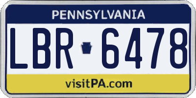 PA license plate LBR6478