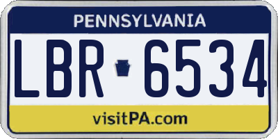 PA license plate LBR6534