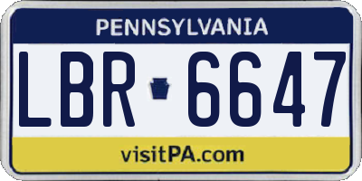 PA license plate LBR6647