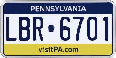 PA license plate LBR6701