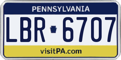PA license plate LBR6707