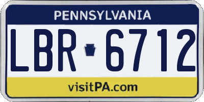 PA license plate LBR6712