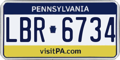PA license plate LBR6734