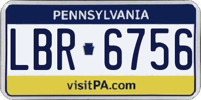 PA license plate LBR6756