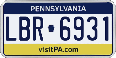 PA license plate LBR6931