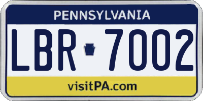 PA license plate LBR7002