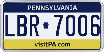 PA license plate LBR7006