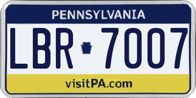 PA license plate LBR7007
