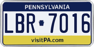 PA license plate LBR7016