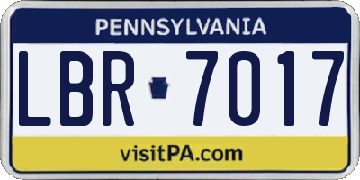 PA license plate LBR7017
