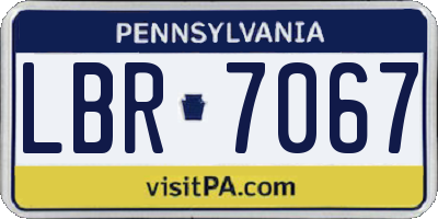 PA license plate LBR7067