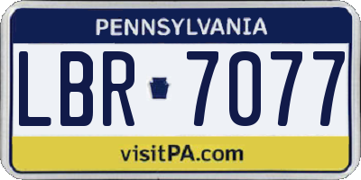 PA license plate LBR7077