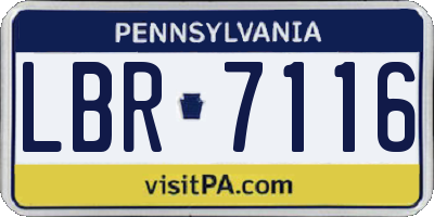 PA license plate LBR7116