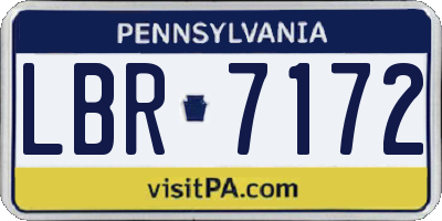 PA license plate LBR7172