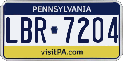 PA license plate LBR7204