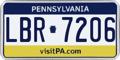 PA license plate LBR7206