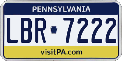 PA license plate LBR7222