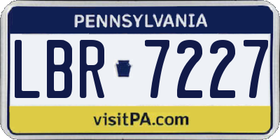 PA license plate LBR7227