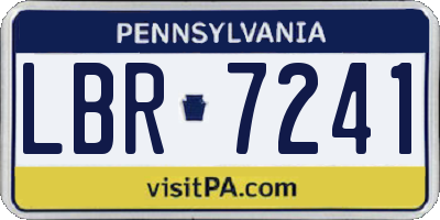 PA license plate LBR7241