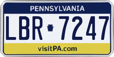 PA license plate LBR7247