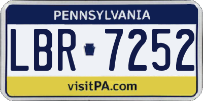 PA license plate LBR7252