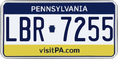 PA license plate LBR7255