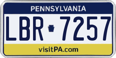 PA license plate LBR7257