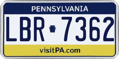PA license plate LBR7362
