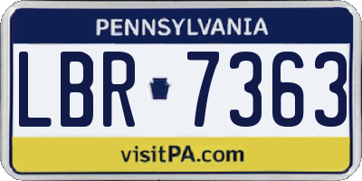 PA license plate LBR7363