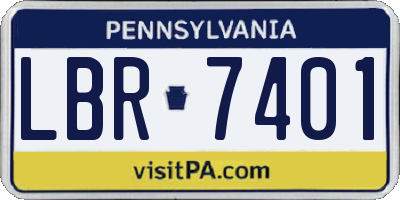 PA license plate LBR7401